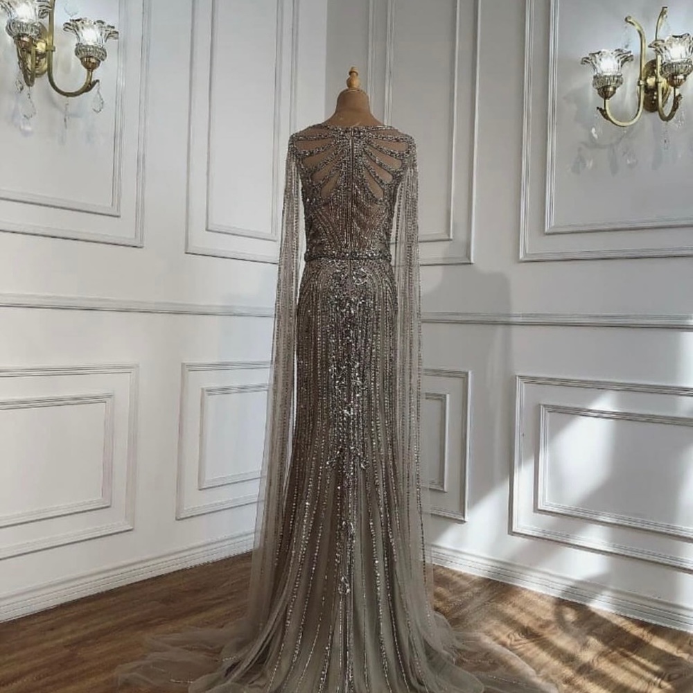 New silver prom dress all hand made beads